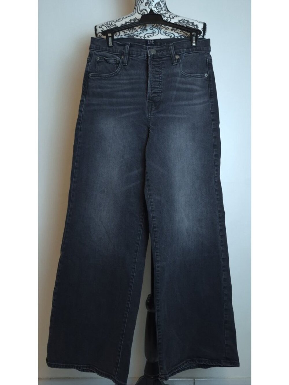Gap Denim Womens Size 6/28 High Rise Wide Leg Jeans Black Wash